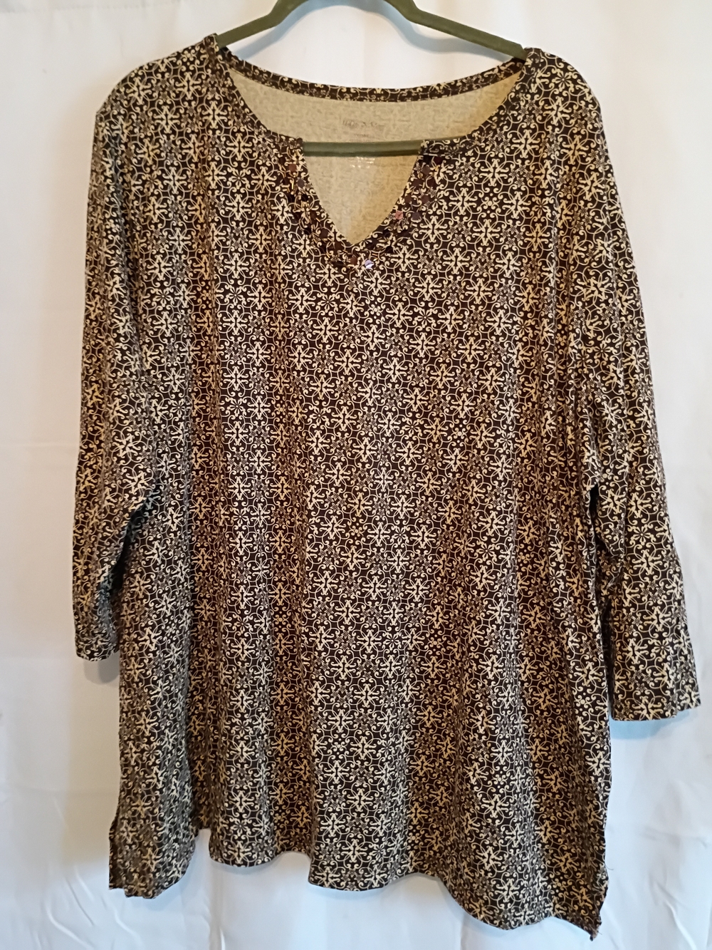 White Stag Women's Patterned Tunic Size 3X Brown & Gold